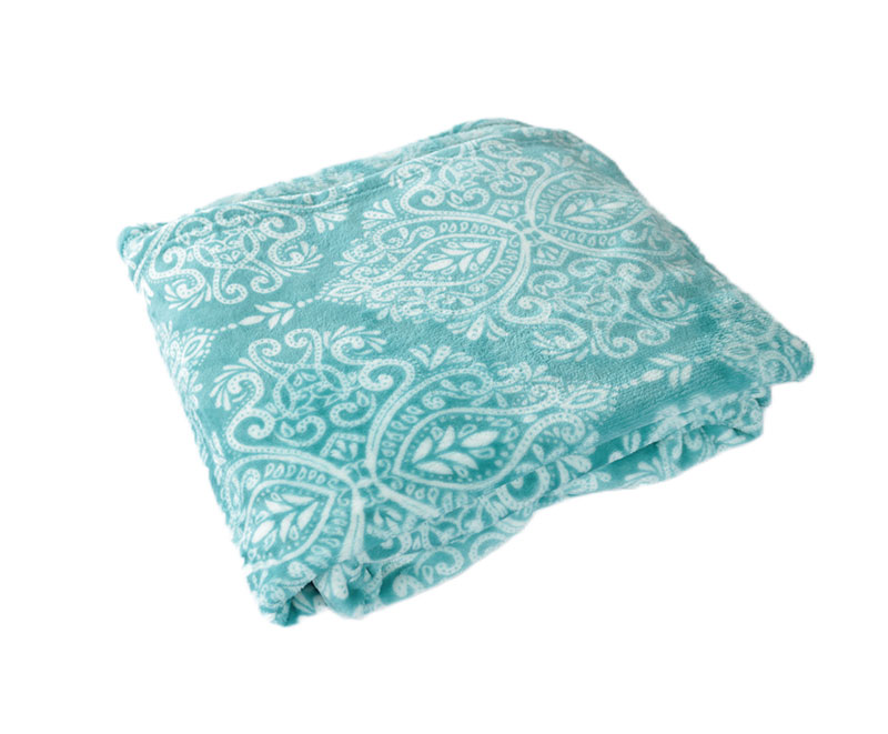 Classic vintage blue pattern print flannel blanket 1030504