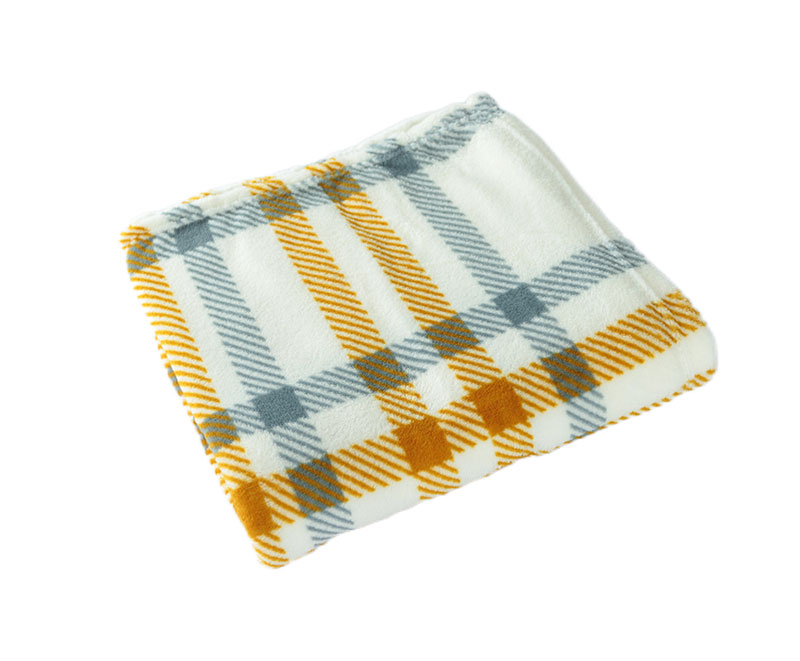 Yellow gingham print flannel blanket 1030507