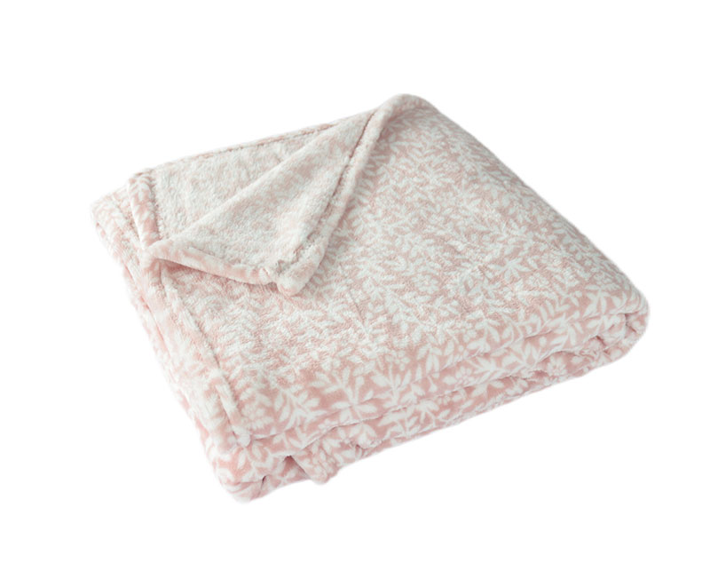 Pink wheat print flannel single layer blanket 1030514