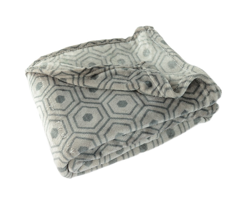 Grey geometric design print flannel single layer blanket 1030523