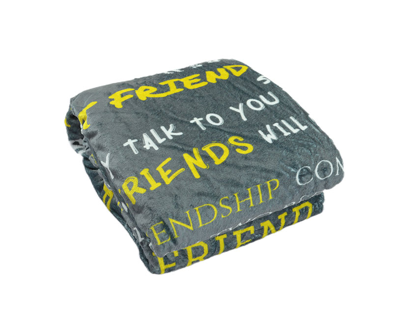 Grey monogram print flannel with sherpa blanket 1040503