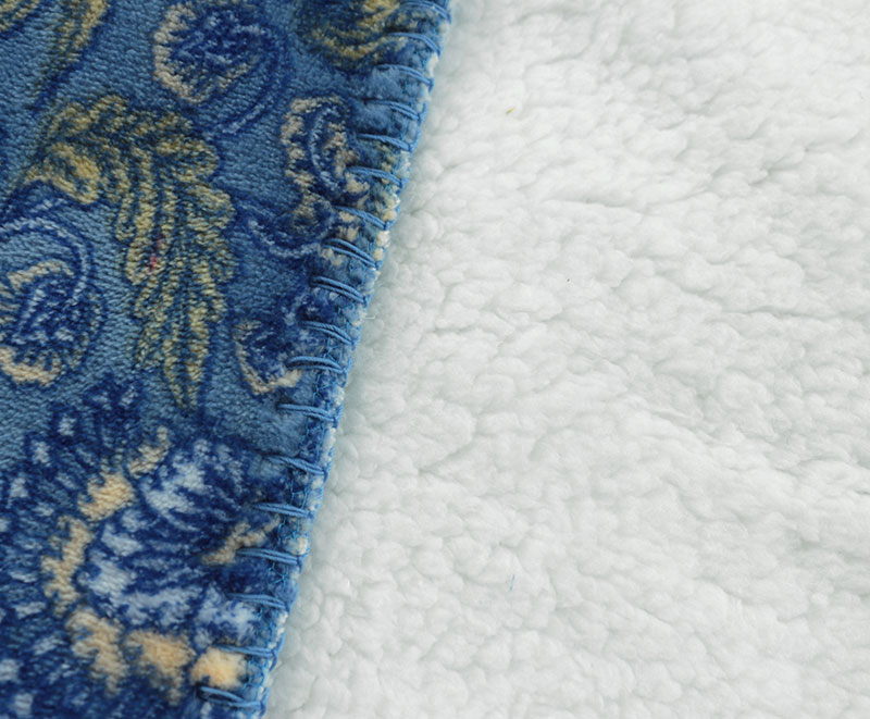 Soft blue botanical print flannel with sherpa blanket 1040514