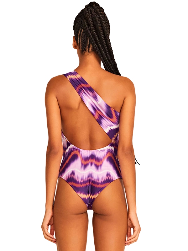 Purple Cut Out One Piece Swimsuit