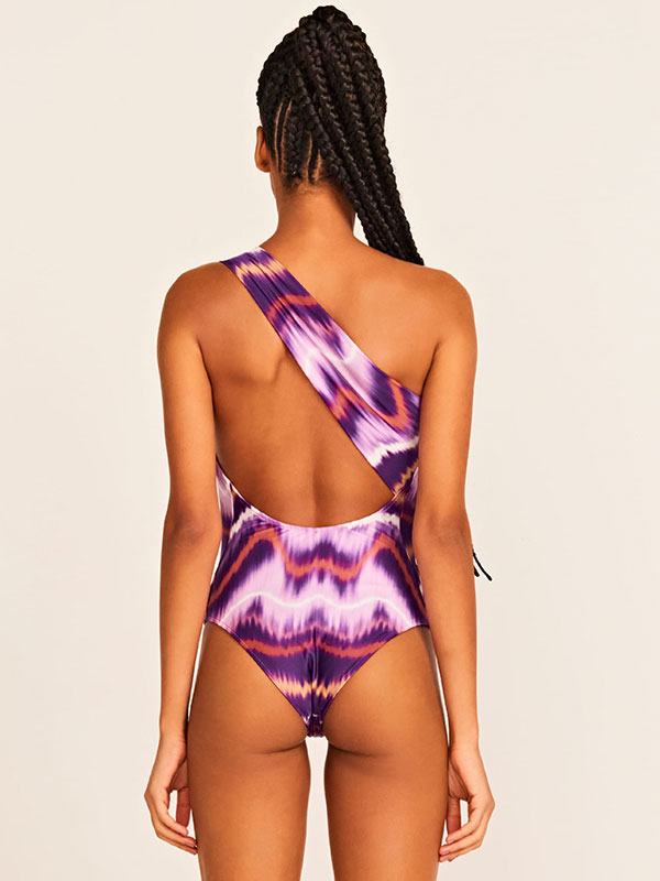 Purple Cut Out One Piece Swimsuit