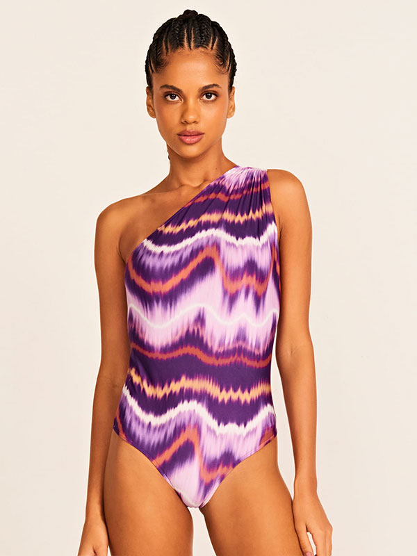 Purple Cut Out One Piece Swimsuit