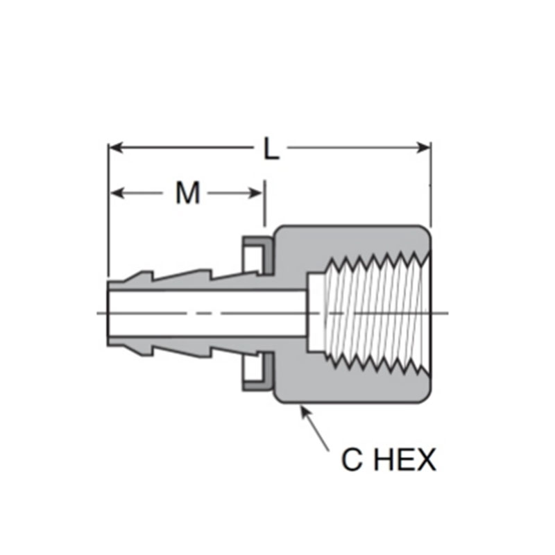 Push on hose barb to female pipe