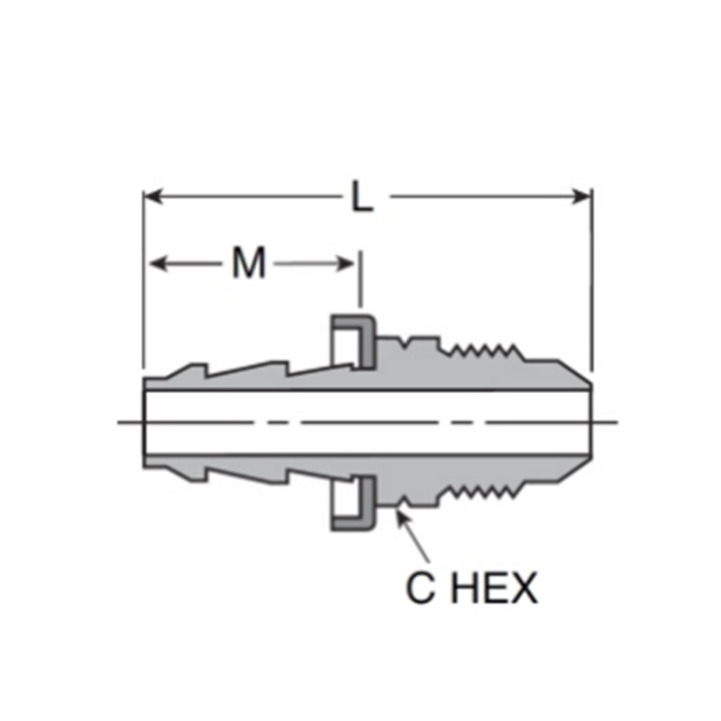 Push on hose barb to male SAE 45°