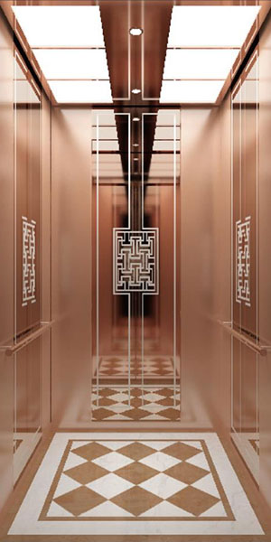 Rose Titanium Mirror Etched Stainless Steel Villa Elevator