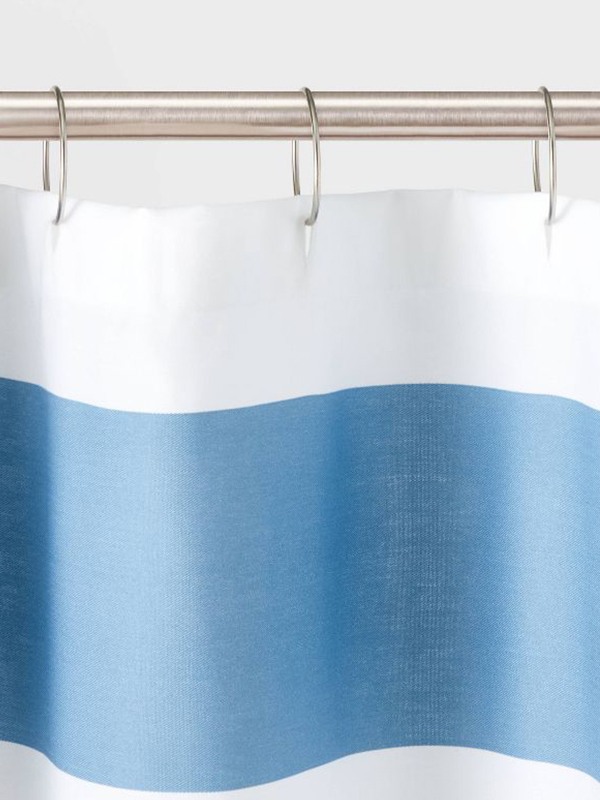 Rugby stripe shower curtain blue 