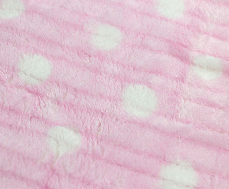 Pink polka dot single layer print flannel baby blanket 1120108
