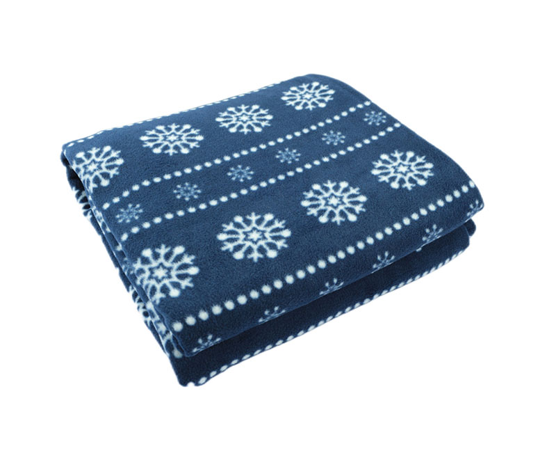 Dark blue snowflake single layer Christmas blanket 05