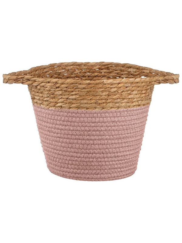 Small two tone wicker basket - pink