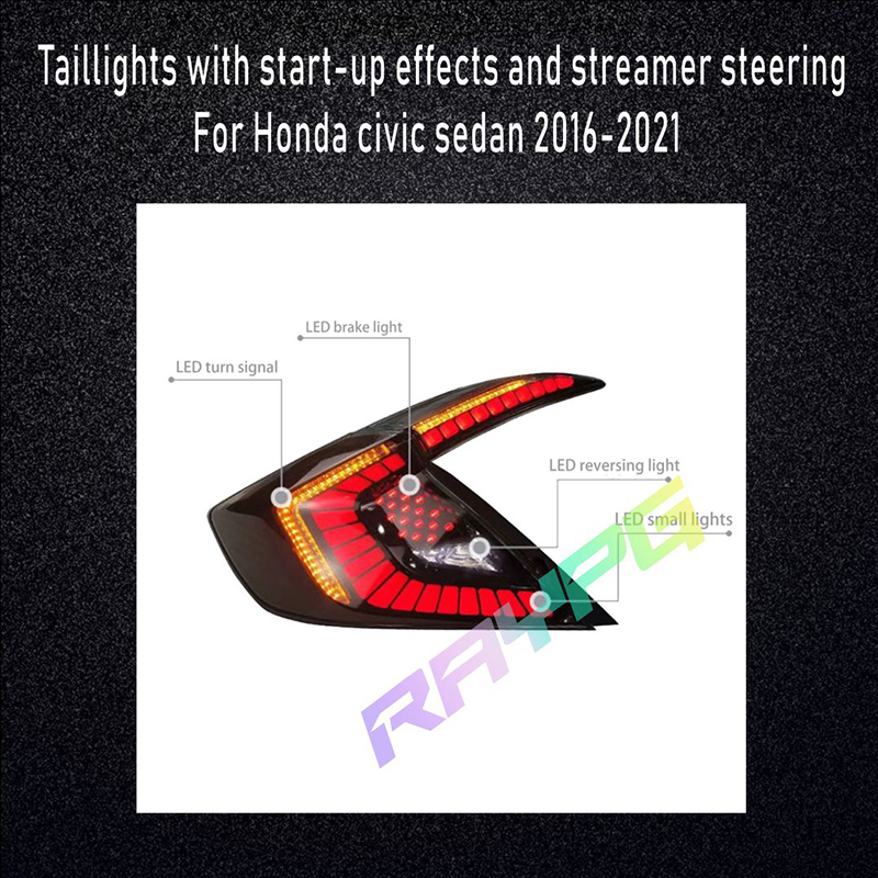 Smoked Honeycomb LED Tail Lights with Sequential Signal for 16-20 Honda Civic Sedan