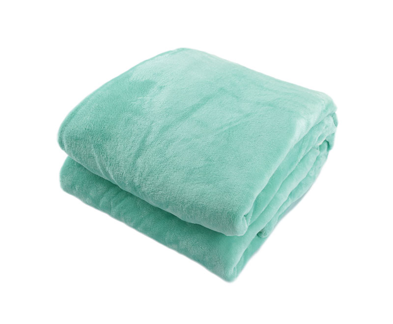 Solid green solid flannel with sherpa blanket 1040603
