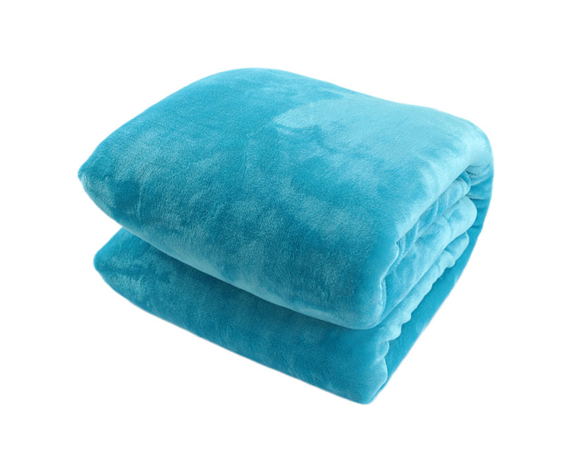 Sof sky blue solid flannel with sherpa blanket 1040605