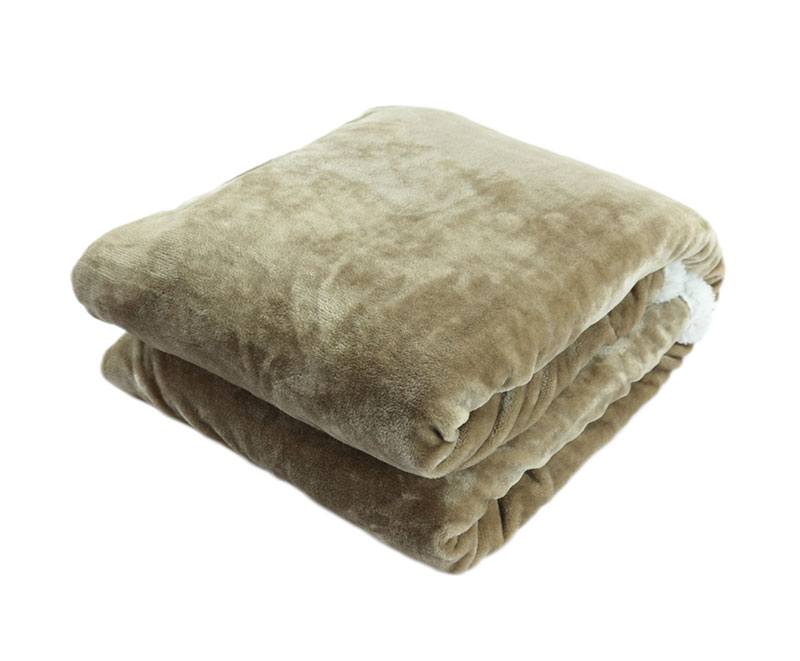 Pickle-coloured thick solid flannel with sherpa blanket 1040609