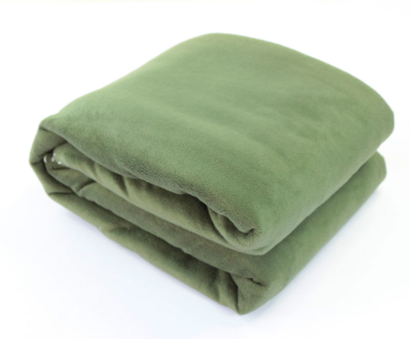 Army green thick solid fleece combination lamb fleece blanket 1050405