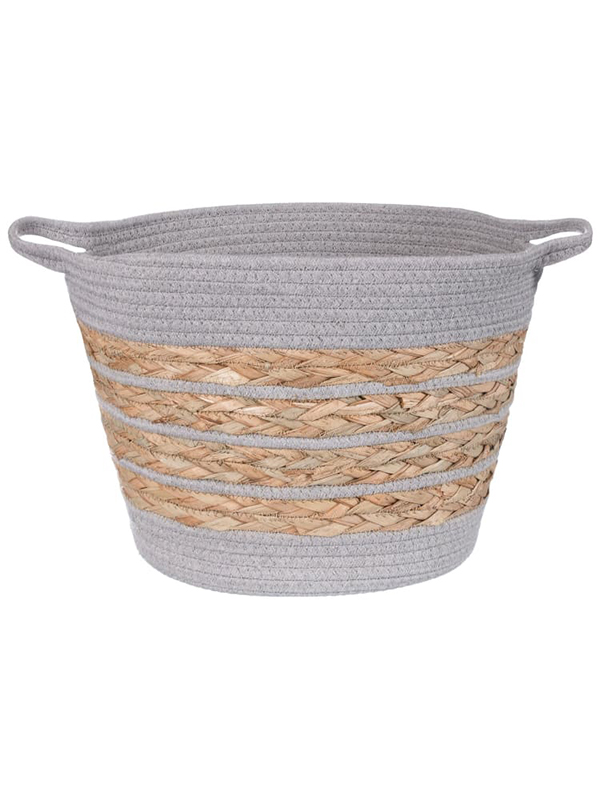 Striped basket - grey