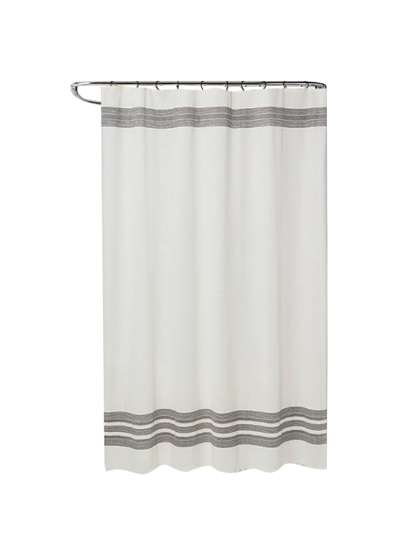 Striped fringe shower curtain off-white - threshold