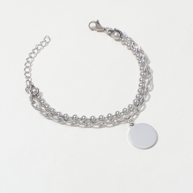 Titanium Steel Double Layer Letter Beads Hip-Hop Bracelet for Women