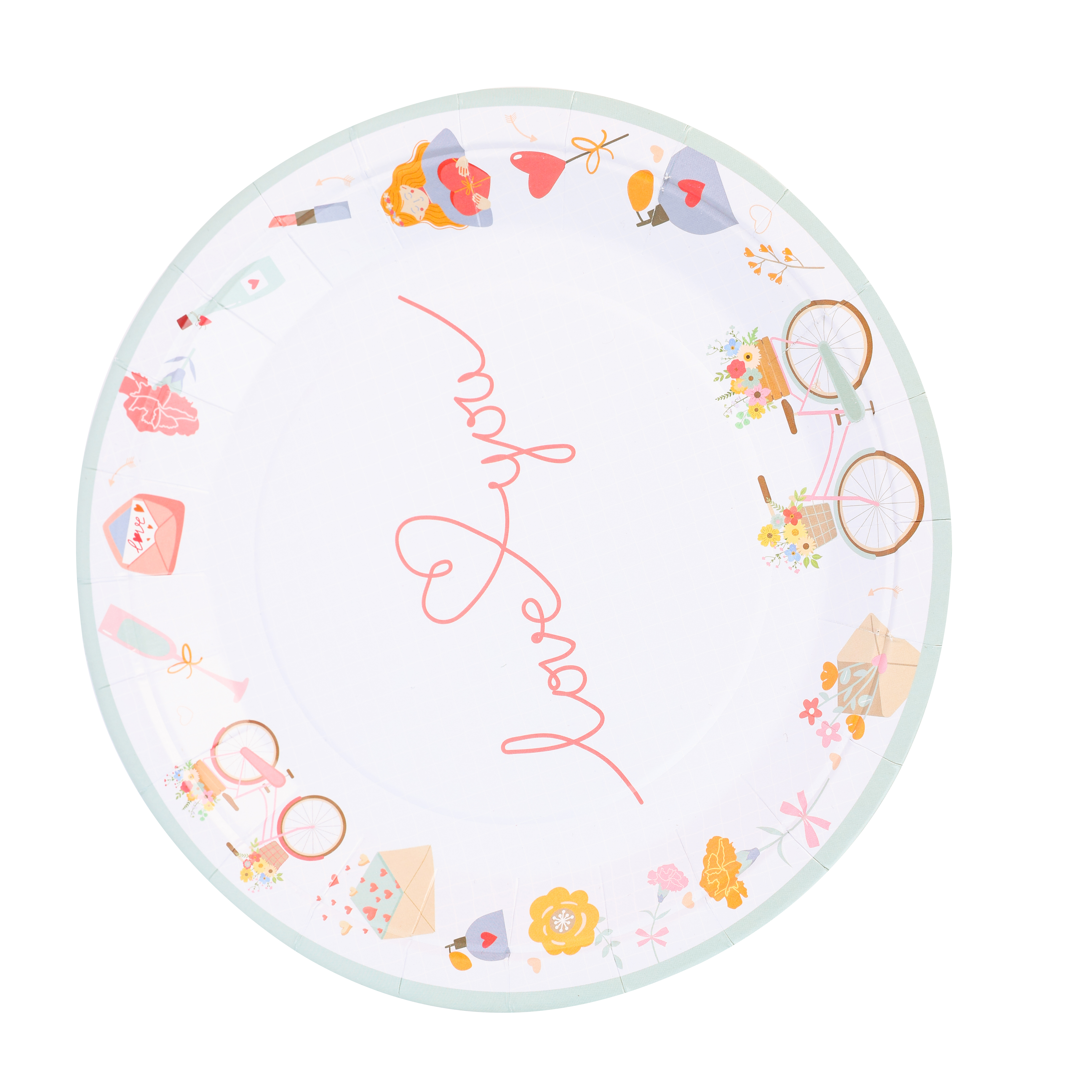 Valentine's Day love lace shaped shaped paper plate VALE0009