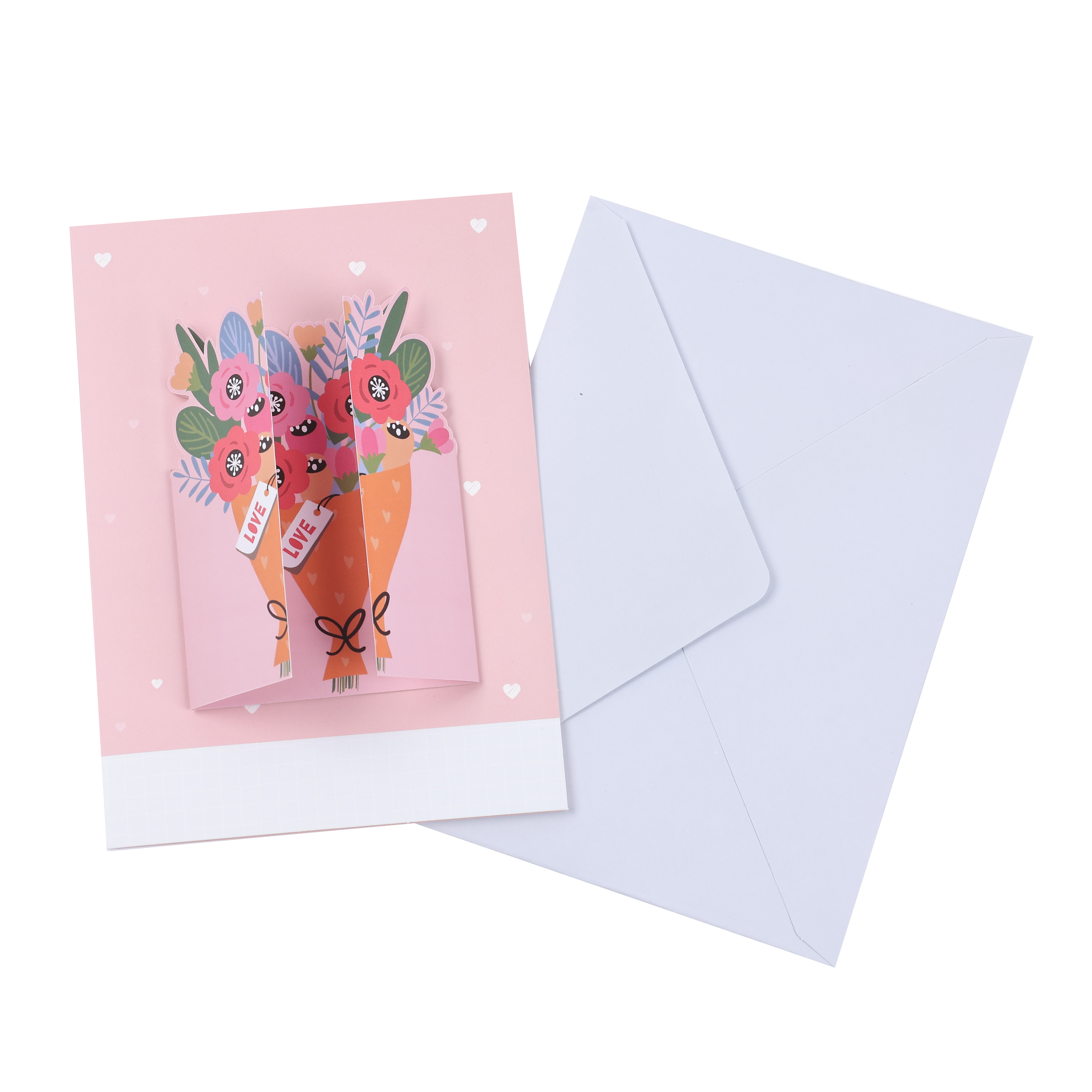 Valentine's Day Bouquet Wedding Car Paper Fan Greeting Card VALF0001