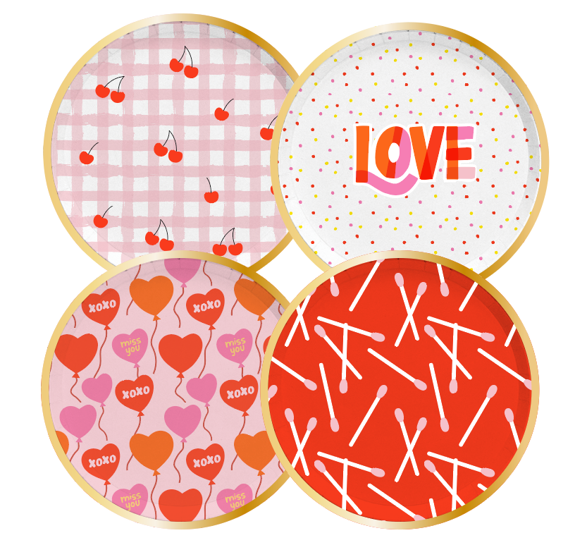 Valentine's Day Cherry Pattern Paper Plate VD200002