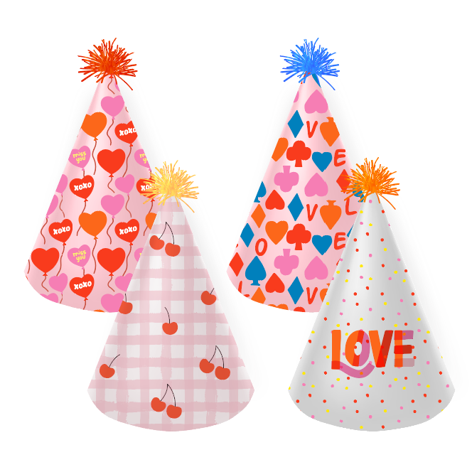 Valentine's Day party fringed paper hat VD200021