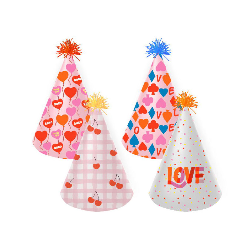Valentine's day party fringed paper hat VD200021