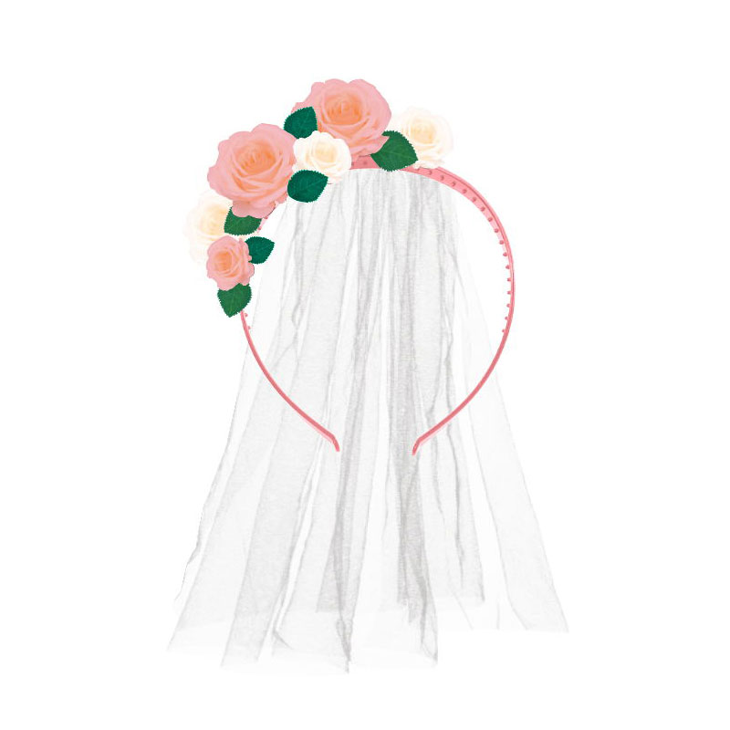 Valentine's day veil fake flower headband VD200020