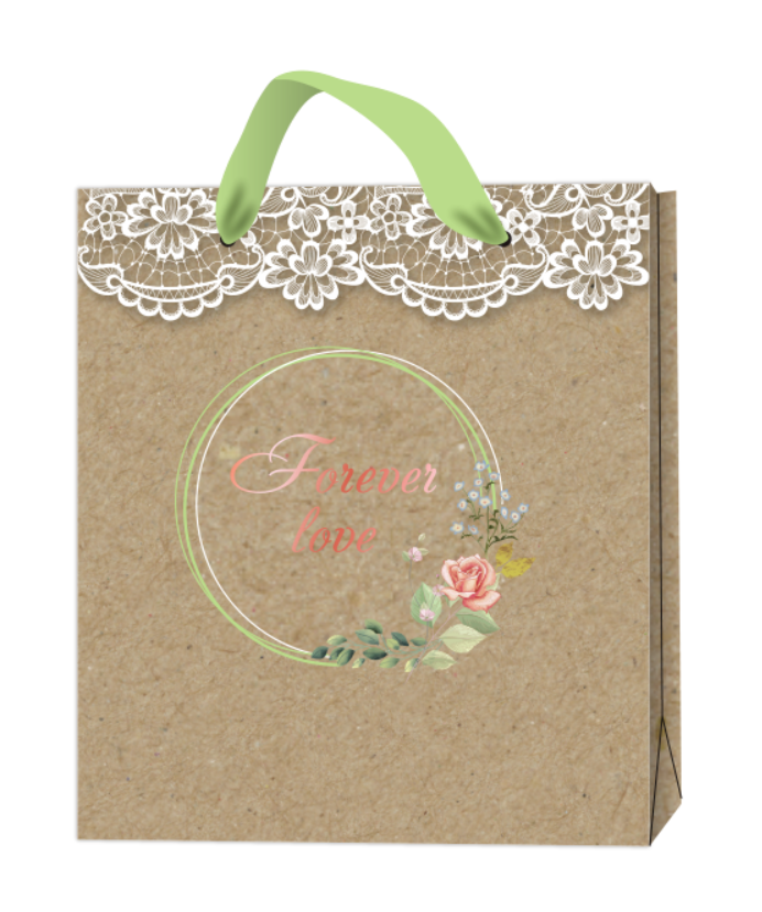 Wedding lace kraft gift bag WD018