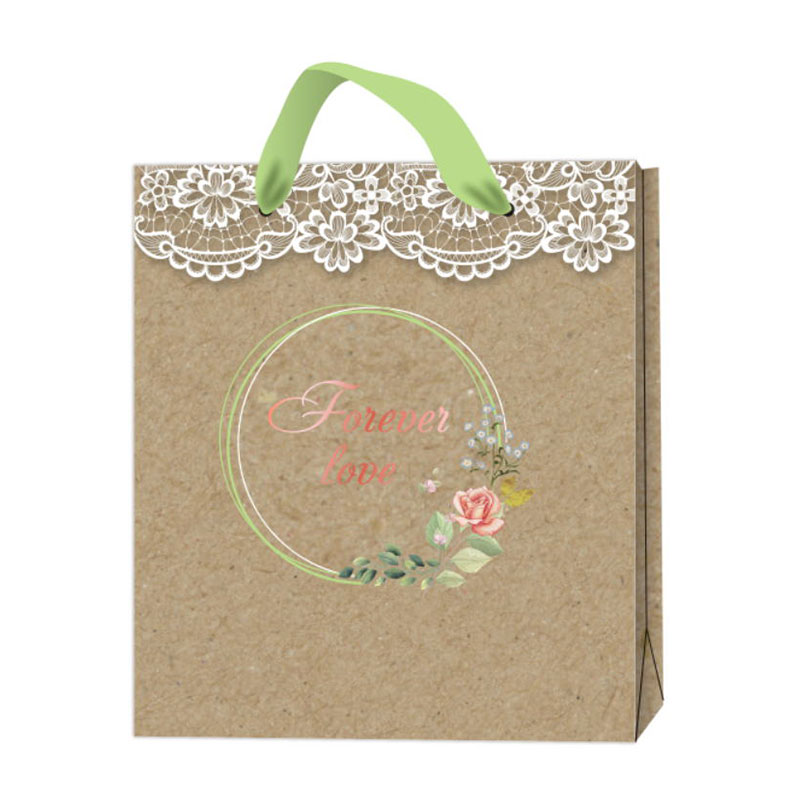 Wedding lace kraft gift bag WD018