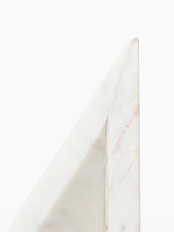 White marble pyramid bookends (Set of 2)