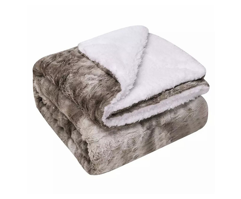 Fashion fluffy tie-dye PV blanket with double sided lamb blanket (127*152cm) taupe 1010406