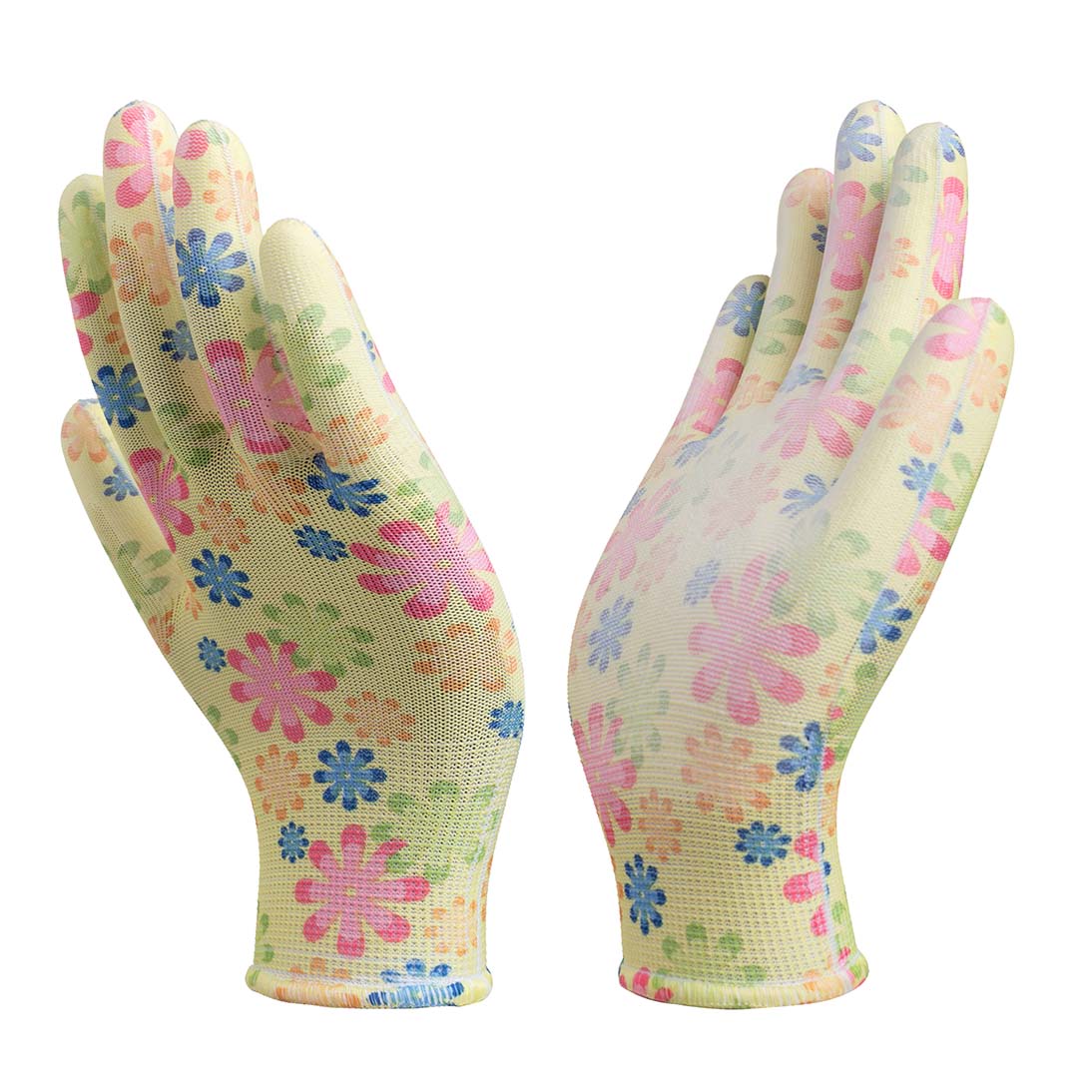 13G printed polyester glove PU palm coated 