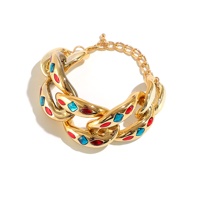 Gold bracelet with colored stones