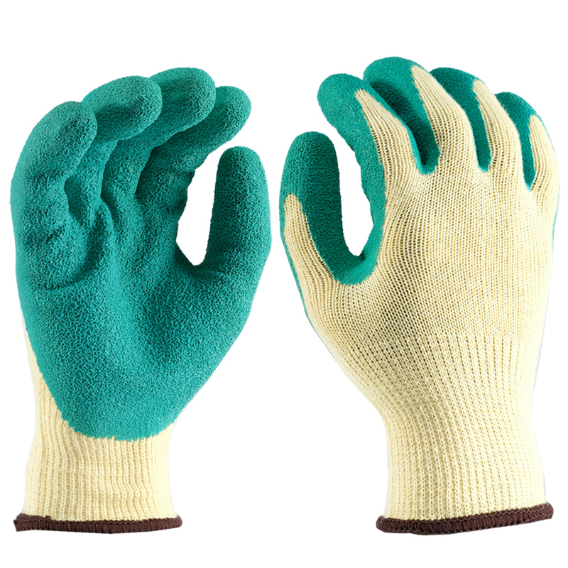 10G polycotton glove crinkle latex palm coated 