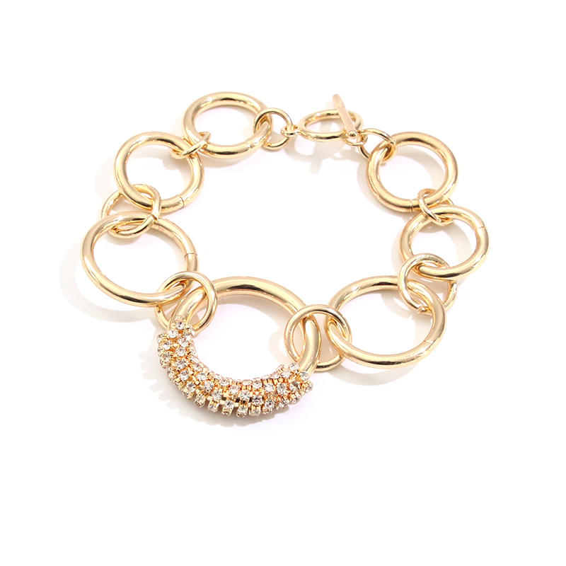 Gold diamond circles chain bracelet Jewelry