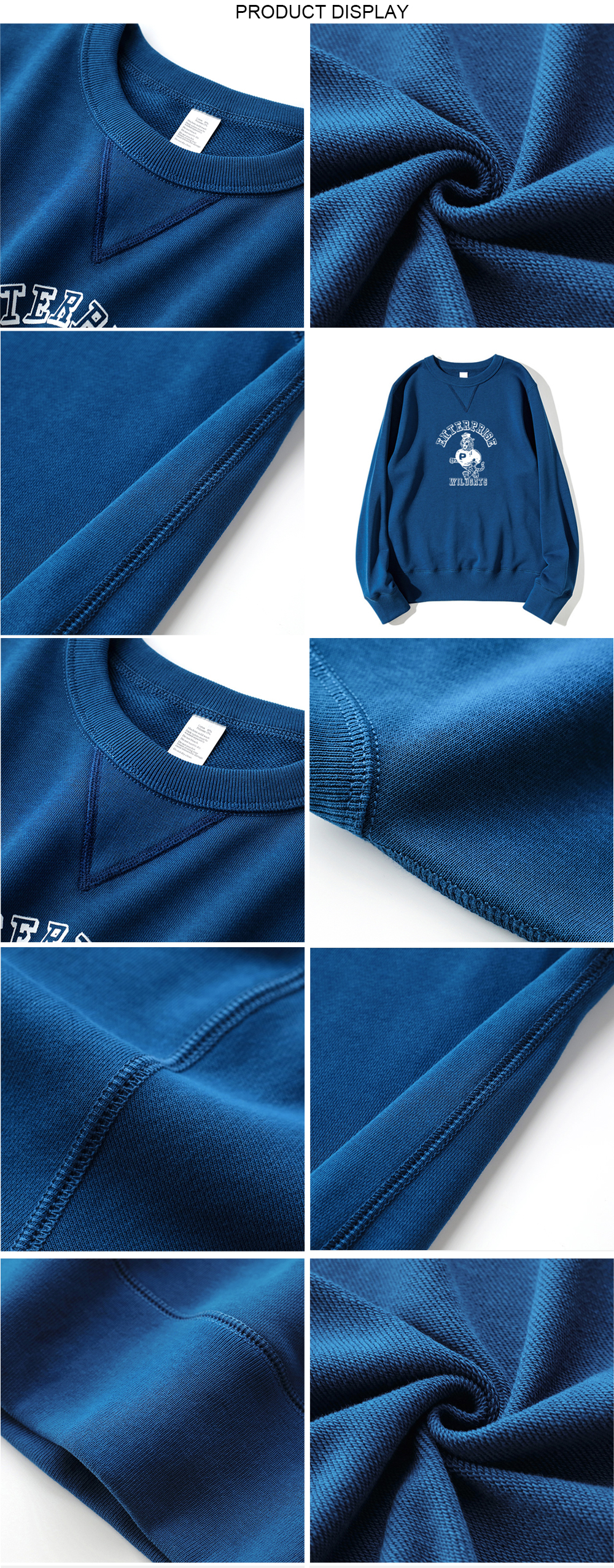 embroidered crewneck sweatshirt cotton O neck tie-dye  hoodies oversized OEM