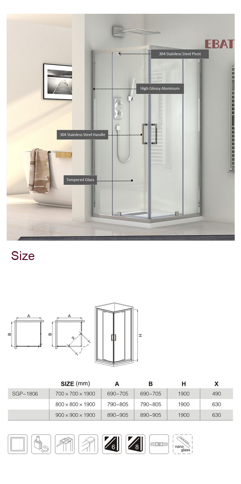 shower enclosure with seat