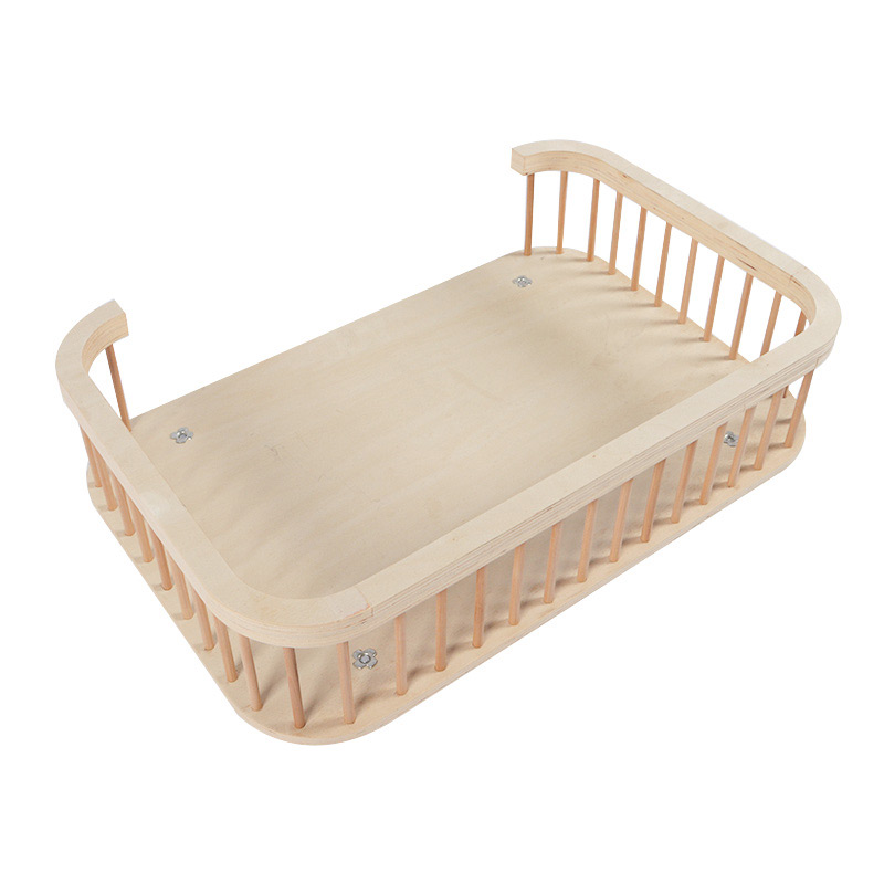 Solid wood cat bed with plush cushions pet product