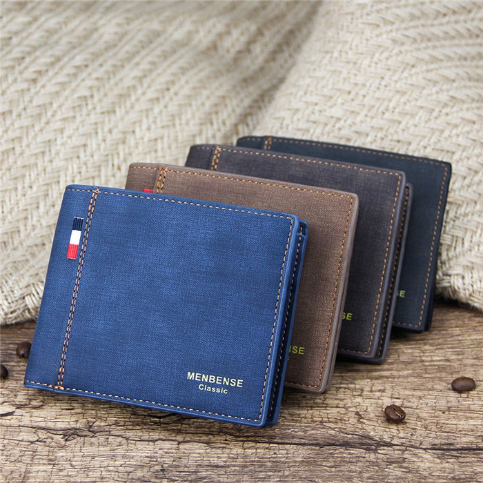 Pure color short men's wallet