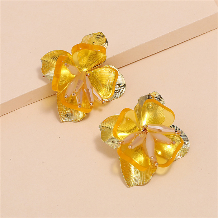 Yellow flowers earrings