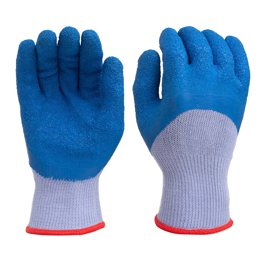 5 threads crinkle latex half coated glove