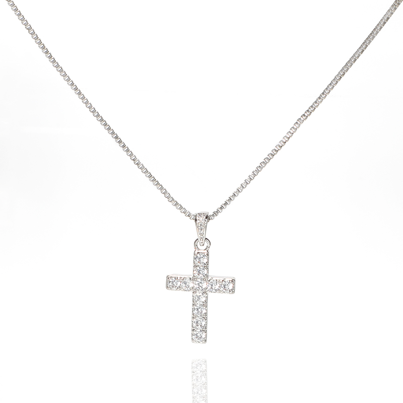 Silver Cross with Diamonds Necklaces