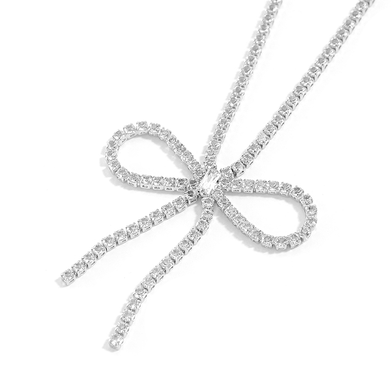 diamond bow pendant necklace
