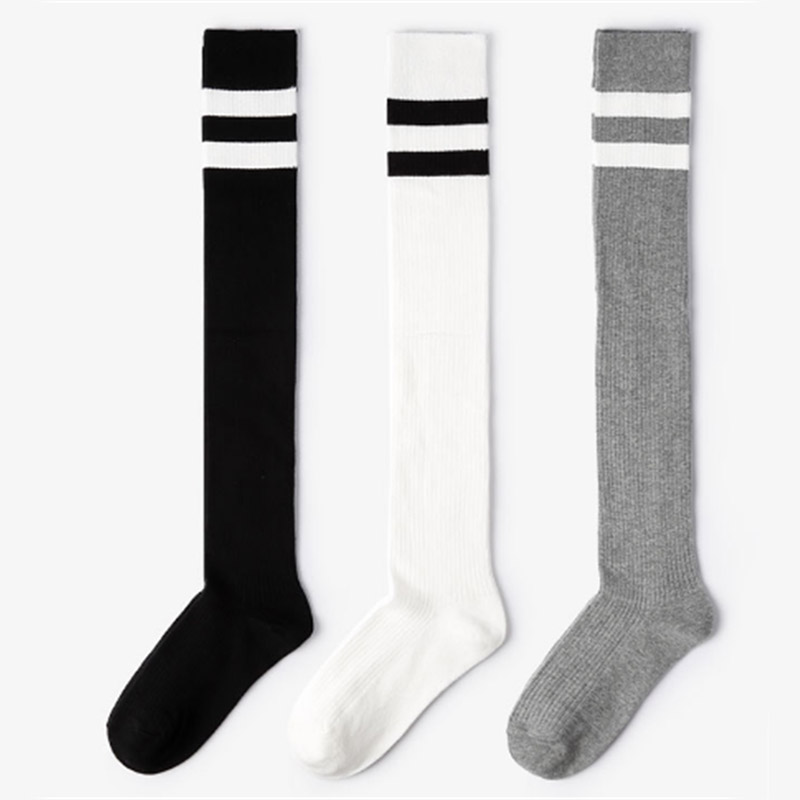 Fashion girls knee high socks black and white stockings girl school socks wholesale