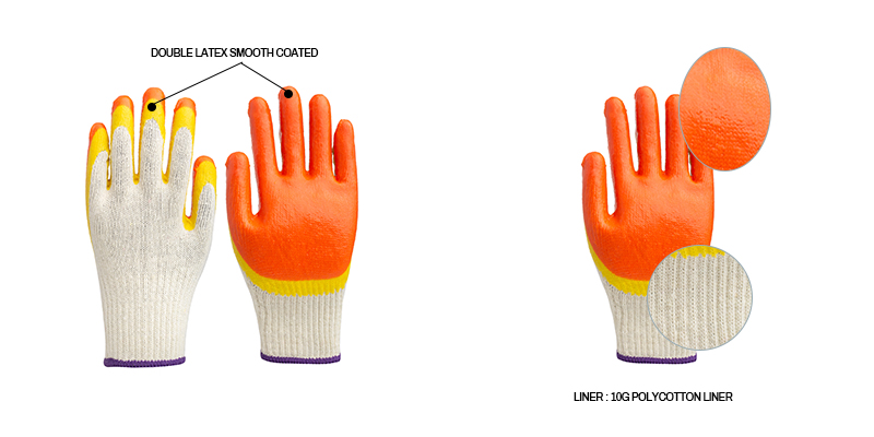 10G double color gloves | 10G double latex gloves | Coated gloves