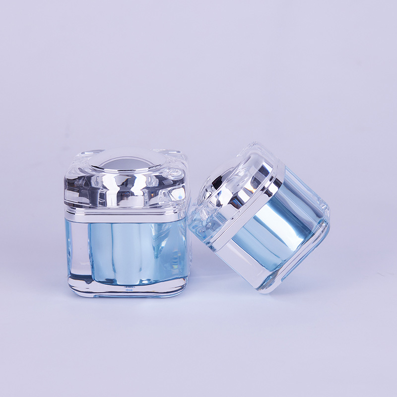  Clear Lid Blue Double Wall Acrylic Jar