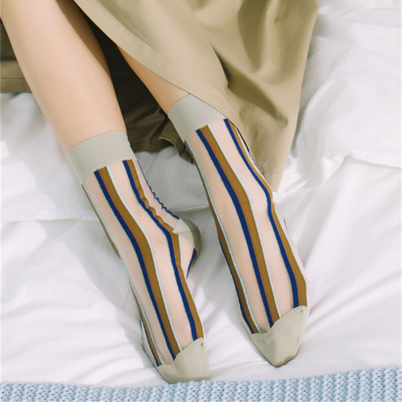 Women summer trendy thin cozy transparent glass fiber sock